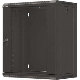 Комуникационен шкаф Lanberg Rack Cabinet, 19" wall-mount 12U/540x350 (flat pack) with glass door, Black