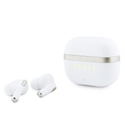 Bluetooth слушалки Guess TWS Glossy Gold Line Classic Logo, Бели