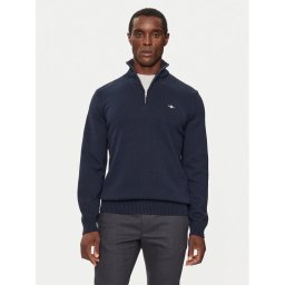 Gant Пуловер Casual Cotton Half Zip 8030170 Тъмносин Regular Fit
