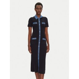 Morgan Плетена рокля 241-RMSISSI Тъмносин Slim Fit