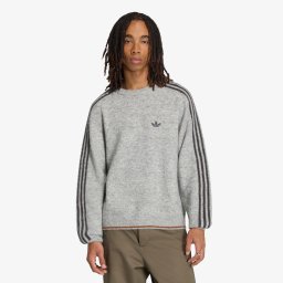 Пуловер adidas 3-Stripes Fluffy Knit Crew Sweatshirt Medium Grey Heather XL