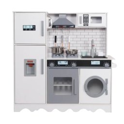 Детска Дървена Кухня GINGER HOME с Хладилник, Мивка с Течаща Вода, Микровълнова, Пералня и Електр...