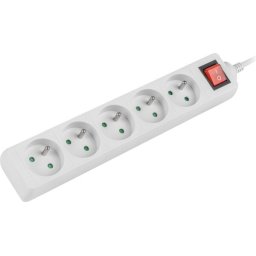 Разклонител Lanberg power strip 1.5m, 5 sockets, french with circuit breaker quality-grade copper cable, white