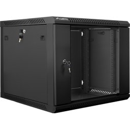 Комуникационен шкаф Lanberg rack cabinet 19" wall-mount 9U / 600x600 for self-assembly (flat pack), black