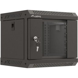 Комуникационен шкаф Lanberg rack cabinet 10" wall-mount 4U/300x300 (flat pack) with glass door black