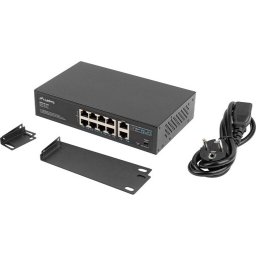 Комутатор Lanberg switch 8x 100mb poe+/2x 1GB unmanaged rack 10"/19" gigabit ethernet 120w
