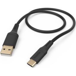 HAMA Кабел за зареждане "Flexible", USB-A - USB-C, 1.5 м, силиконов, черен