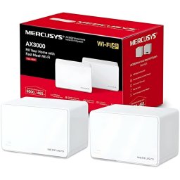 Безжична Wi-Fi система Mercusys Halo H80X, 3000Mbps, 2.4GHz(574Mbps)/5GHz(2402Mbps), Wireless AX, 3x WAN/LAN Gigabit, 2бр.