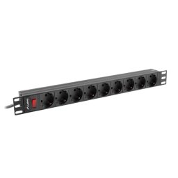 Lanberg power distribution unit (PDU) 19" 1U 16A 9xSchuko outlets,black