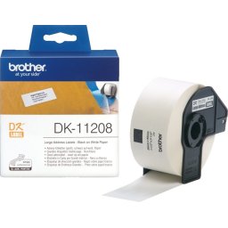 Консуматив Brother DK-11208 Large Address Paper Labels, 38mmx90mm, 400 labels per roll, (Black on White)