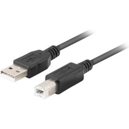 Кабел Lanberg Cable USB-A(M)->USB-B(M) 2.0 Ferrite 1.8m Box Black