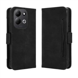 Кожен калъф тип портмоне с магнитна закопчалка за Xiaomi Redmi 17 4G/5G - черен