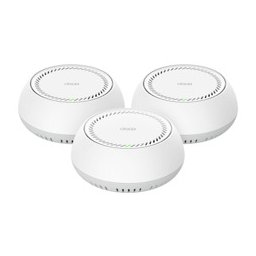 Мрежеста система TP-Link Deco BE65-PoE(3-pack), 9300Mbps, 2.4GHz (688 Mbps)/ 5GHz (4324Mbps)/ 6GHz (5765Mbps), Wireless BE, 2x 10/100/1000/2500/5000 Mbps RJ45 WAN/LAN, 4 вътрешни антени