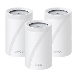 Мрежеста система TP-Link Deco BE65 Pro (3-pack), 11000Mbps, 2.4GHz (688 Mbps)/ 5GHz (4324Mbps)/ 6GHz (5764Mbps), Wireless BE, 2x 100/1000/2500/5000Mbps WAN/LAN, 1x 100/1000/2500Mbps WAN/LAN, 1x USB-A, 4 вътрешни антени