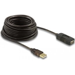Удължителен кабел DeLock, USB-A мъжко - USB-A женско, USB 2.0, 10 м, Черен