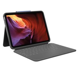 Калъф за таблет Apple iPad 10th Gen, Logitech Rugged Folio (920-011208), до 10.9"(27.68cm), клавиатура, тъмносив