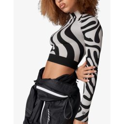 ADIDAS x Stella McCartney Seamless Wolford Crop Top Black/White