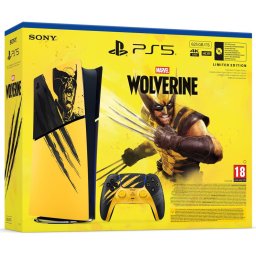 Конзола PlayStation 5 (Slim) - Digital Edition - Marvel's Wolverine Battle Yellow Limited Edition Bundle, 825GB, жълта