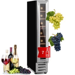 Klarstein Vinovilla 7, built-in, Uno Onyx, вграден охладител за вино, черно стъкло, неръждаема стомана (HEA3-Vinovilla7-SS)