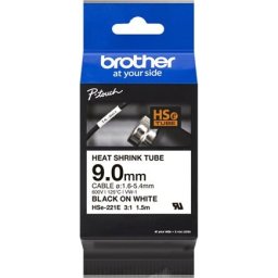 BROTHER Heat Shrink Tube Black on White 9.0mm
