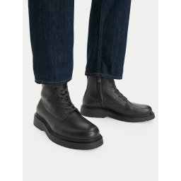 Зимни обувки Calvin Klein Combat Ess Lace Up Zip Boot Lth YM0YM01373 Черен