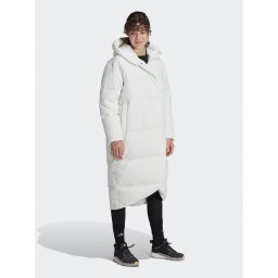 adidas Пухено яке Big Baffle Down Coat HN9939 Бял Loose Fit