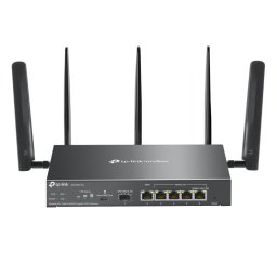 Рутер TP-Link Omada ER706W-4G, 3000Mbps, 2.4GHz(574Mbps)/5GHz (2402Mbps), Wireless AX, 4x 10/100/1000Mbps WAN/LAN, 1x 10/100/1000Mbps WAN, 1x SFP, 5x външни антени, 128MB Flash памет, 512MB DDR4, 1x NanoSIM, VPN