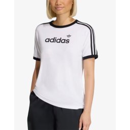 ADIDAS Originals Linear Logo 3-Stripes Tee In Cloud White