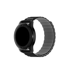 Каишка за часовник Holdit 20 mm, 125-173mm, Magnet, Silicone - Черна/Сива