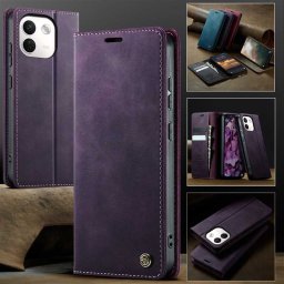 Кожен калъф страничен flip марка CASEME за Xiaomi Redmi Note 17 Pro Max 5G – лилав