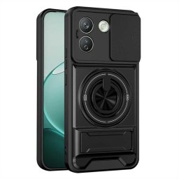 Хибриден гръб с кръгла метална стойка MAGSAFE и слайдър за камера за Xiaomi Redmi Note 17 Pro Max 5G - черен