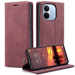 Калъф страничен flip марка CASEME за Xiaomi Redmi Note 17 Pro 5G – винено червен