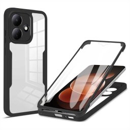 Цялостен гръб от силикон и пластмаса за Xiaomi Redmi Note 17 Pro 5G - прозрачен с черна рамка