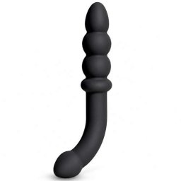 Двустранно анално дилдо с топчета "VELOR BLACK" 16.5 см