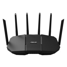 Рутер Asus RT-BE90U, 9400Mbps, 2.4GHz (688Mbps)/ 5GHz (2882Mbps)/6GHz (5764Mbs), Wireless BE, 3x 10/100/1000/2500Mbps LAN, 1x10/100/1000/2500Mbps WAN, 1x USB-A, 6 външни антени