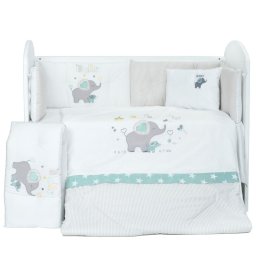 Бебешки спален комплект Бродерия Слонче Бебе Мента Ластик Цип Comfort Line