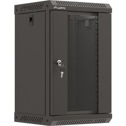 Комуникационен шкаф Lanberg rack cabinet 10" wall-mount 9U/300x300 (flat pack) with glass door black