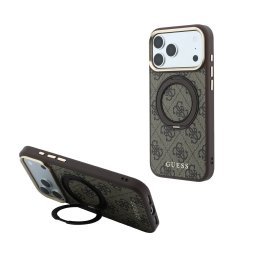 Кейс Guess за iPhone 18 Pro / 17 Pro, PU 4G Ring Stand MagSafe Case - Кафяв