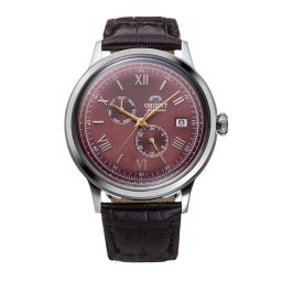 Мъжки Автоматичен Часовник Orient RA-AK0705R с Червен Циферблат и Бордо Кожена Каишка