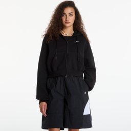Суитшърт Nike Studio Fleece Medium Weight Women's Oversized Full-Zip Cropped Hoodie Total Black/ Sail XS
