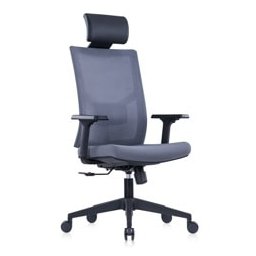 Директорски стол RFG Snow Black HB, до 120кг, дамаска/меш, пластмасова база, коригиране височина, лумбална опора, сив