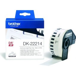 Консуматив Brother DK-22214 White Continuous Length Paper Tape 12mm x 30.48m, Black on White
