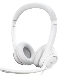 Слушалки с микрофон Logitech H390, USB, Бял