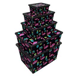 Комплект кутии с капаци TREND BOX FLAMINGO, 5 броя