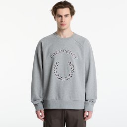 Суитшърт FRED PERRY Tartan Applique Sweatshirt Steel Marl XL