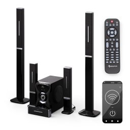 Auna Areal 825 5.1 Wireless, безжична звукова система, Bluetooth, 120 W, с функция караоке, безжични задни високоговорители (MM-Areal 825 WL)