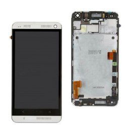 Дисплей + тъч + рамка за HTC One M7 Сив
