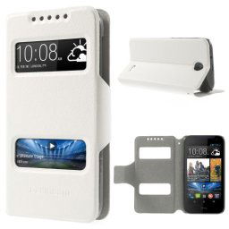 Кожен калъф за HTC Desire 310 - бял