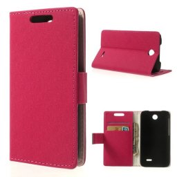 Кожен калъф магнитна закопчалка за HTC Desire 310 - розов