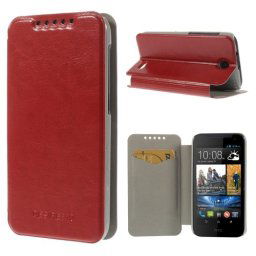 Кожен калъф от изкуствена кожа за HTC Desire 310 - червен